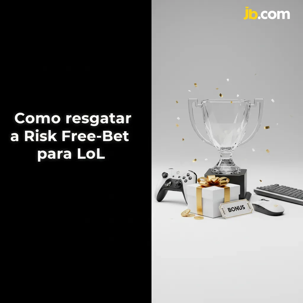 Banner explicativo do bônus Risk Free-Bet para LoL no Brasil, com passos e ícones Pix, boleto, Visa e Mastercard.