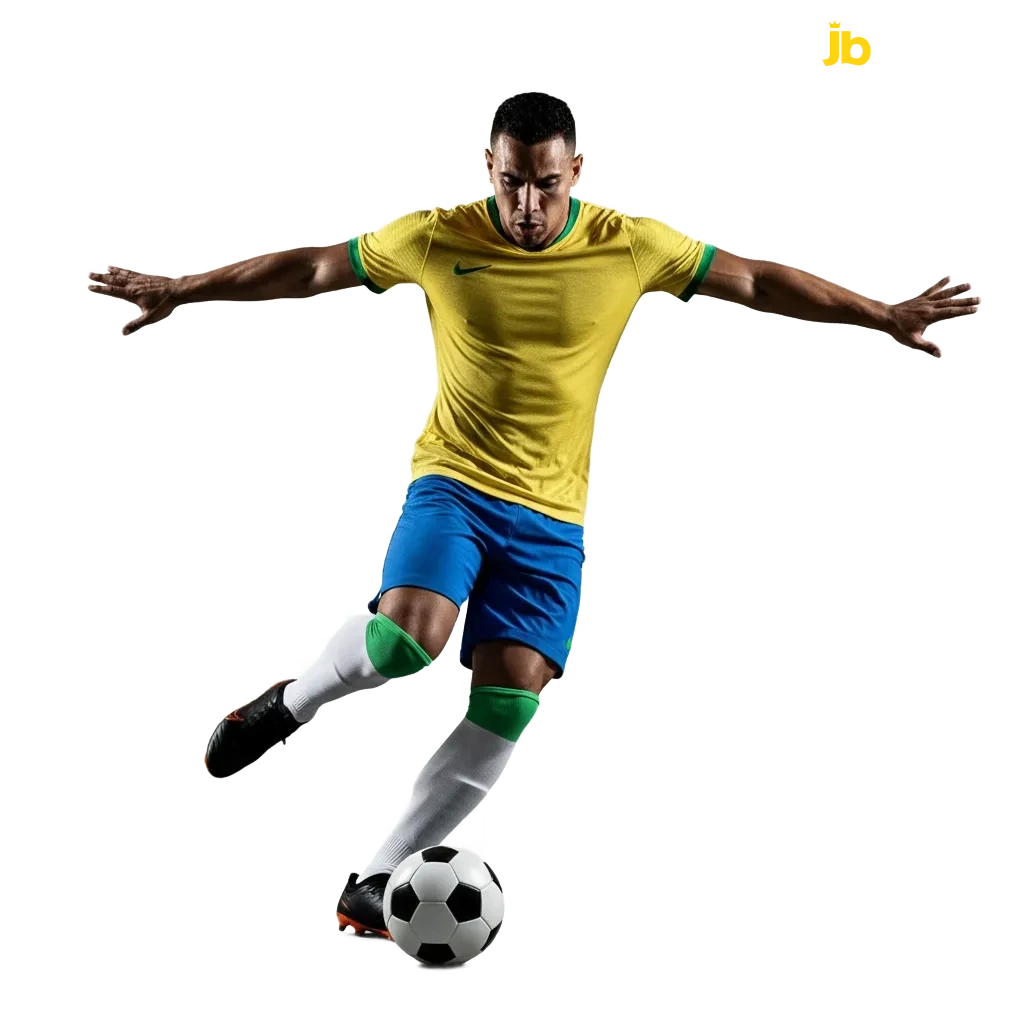 Banner do JB Casino sobre apostas de futebol no Brasil, com odds ao vivo e bônus Risk Free-Bet 100% até R$200.