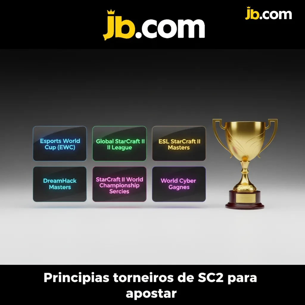 Painel com principais torneios de SC2 para apostar: EWC, GSL, ESL Masters, IEM Katowice, TSL, HomeStory Cup, WTL.