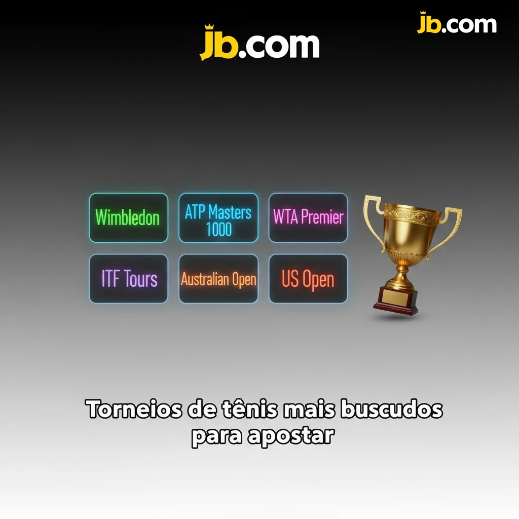 Banner de torneios de tênis para apostar, com Grand Slams, ATP/WTA e calendário anual em superfícies dura, saibro e grama.