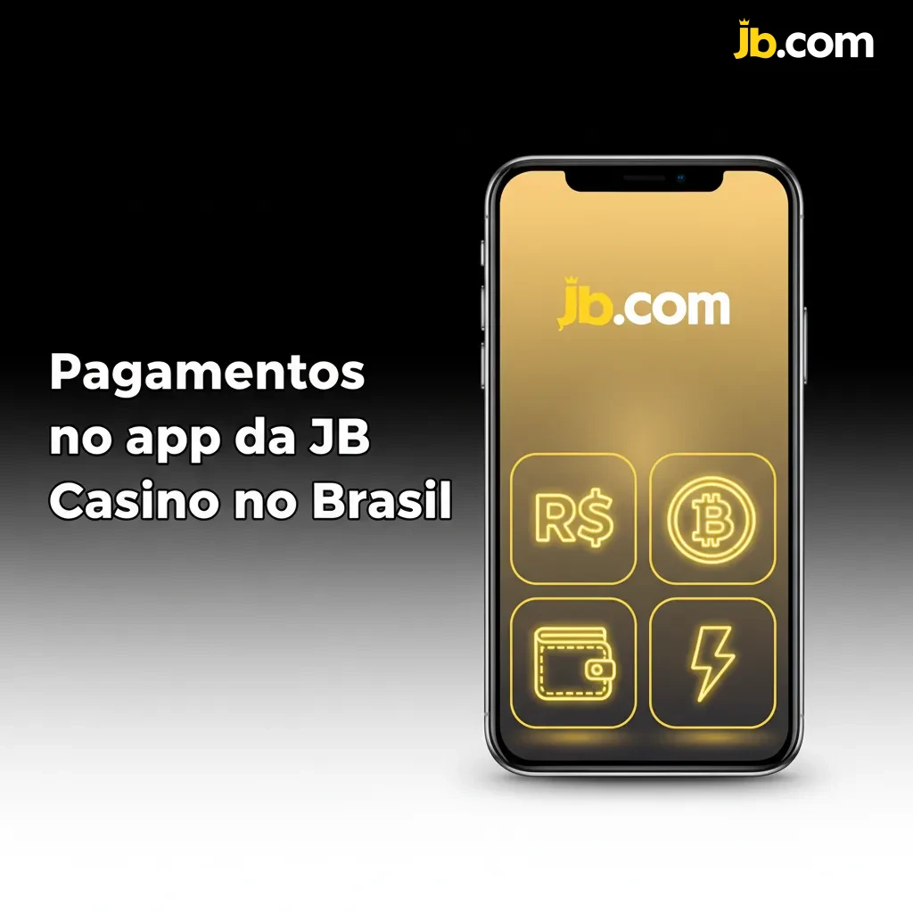 Tela de pagamentos do app JB Casino no Brasil: depósitos/saques em reais; Pix (mín. R$20), saque mín. R$50; boleto e cartões.