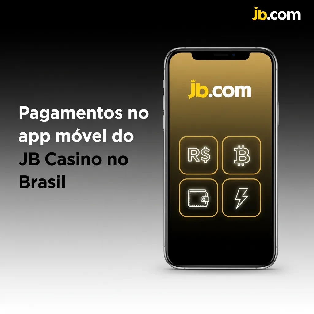 Tela do app JB Casino no Brasil mostrando pagamentos: Pix, PicPay, cartões, cripto; depósitos R$20+, saques R$50+, BRL.