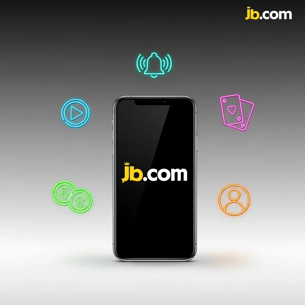 Banner JB Casino no celular destacando PWA leve, Android e iOS, Pix, bônus, jogos variados, apostas ao vivo e suporte 24/7