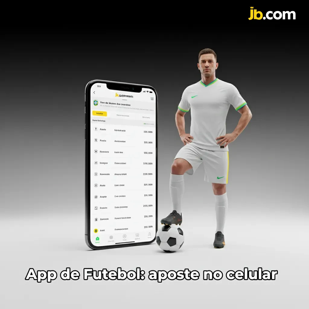 Tela do app de apostas JB Casino em smartphone, com futebol, odds ao vivo, estatísticas e cupom de aposta