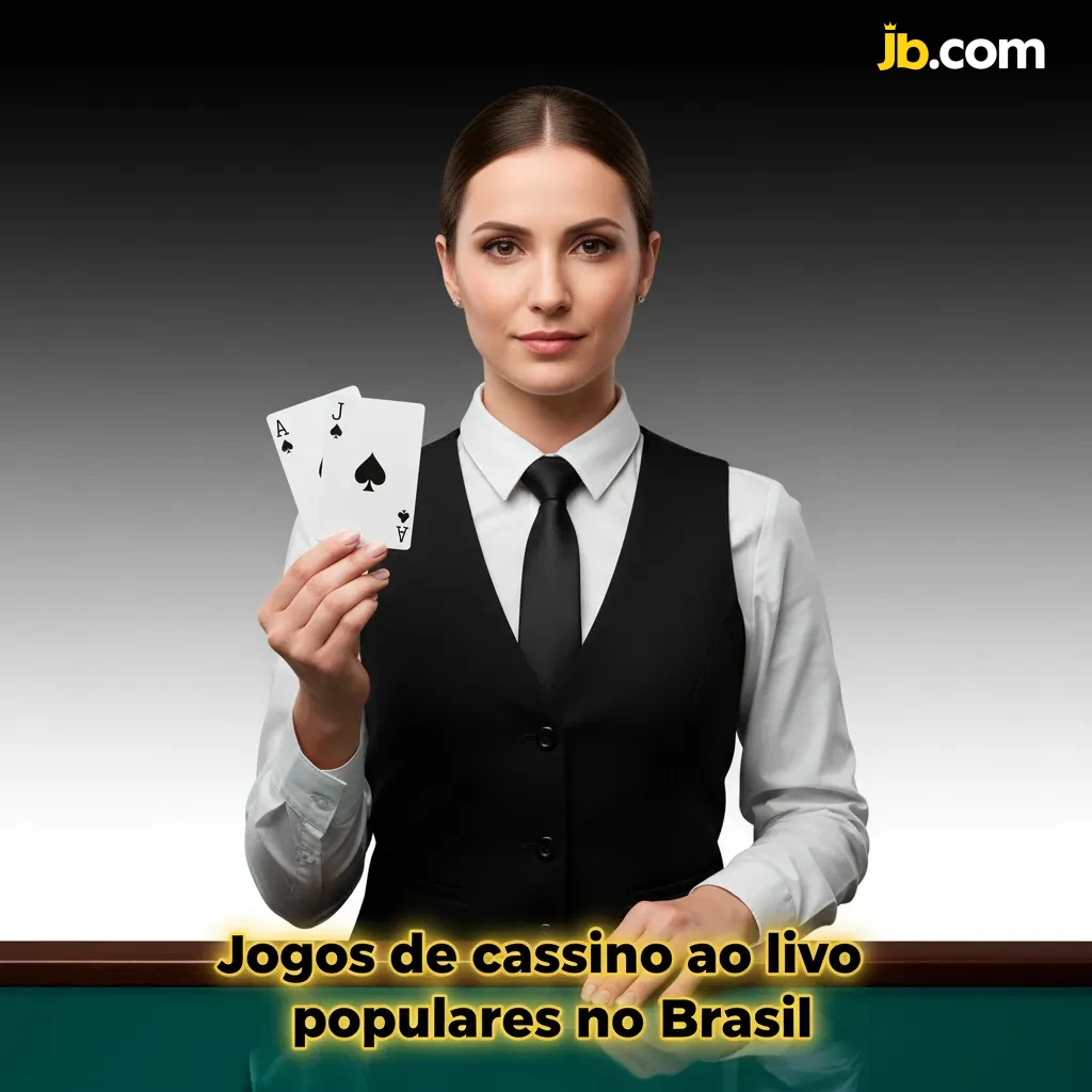 Banner de cassino ao vivo no Brasil do JB Casino com crupiê e logos: Lightning Roulette, Blackjack, Bacará e Crazy Time