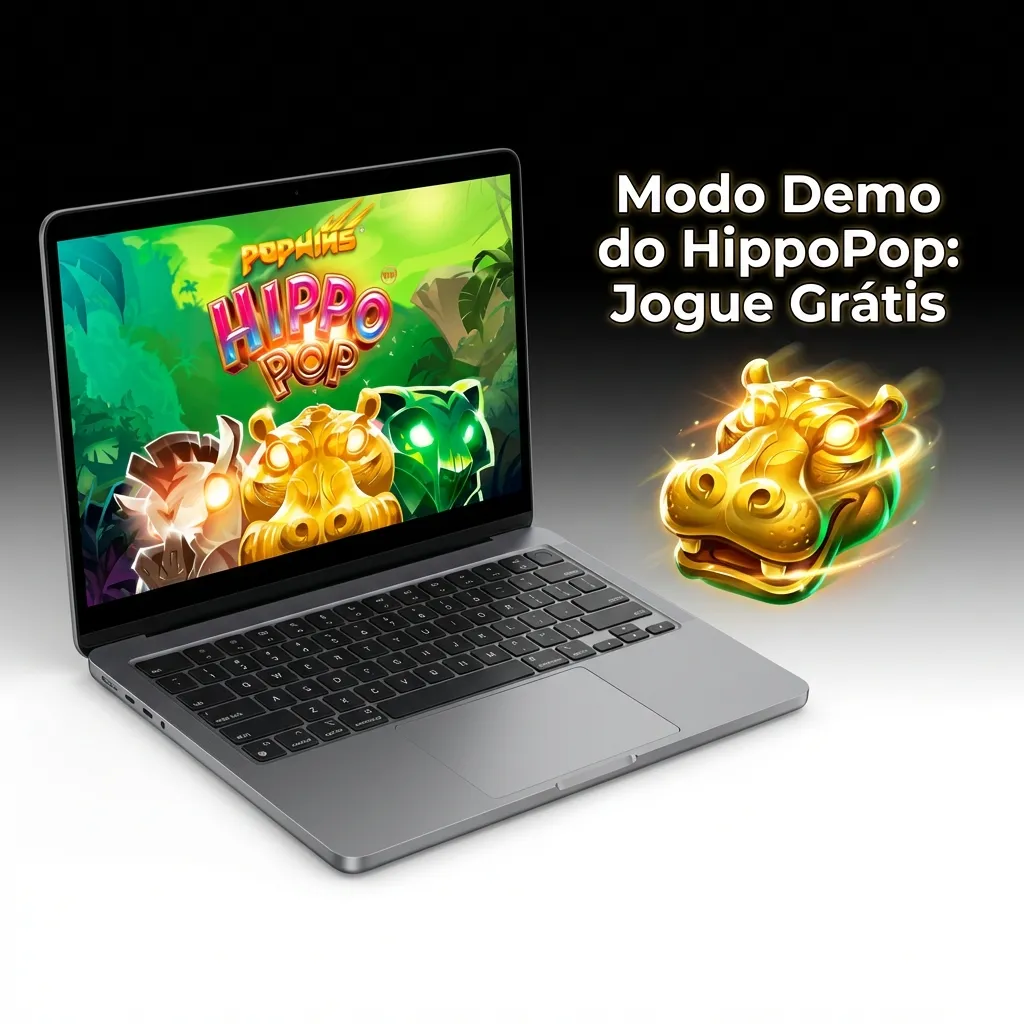 Tela do jogo HippoPop em modo demonstração com créditos virtuais e interface de slots — JB Casino no Brasil