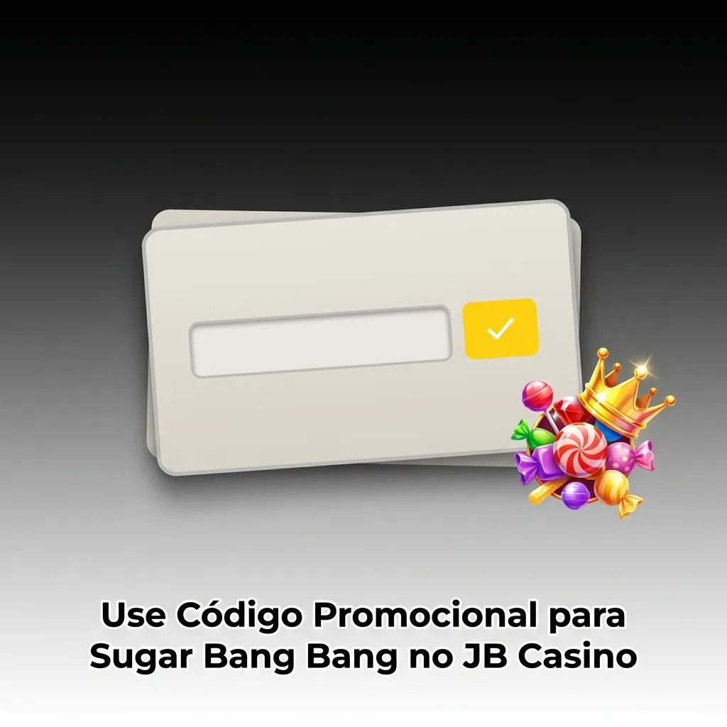 Tela mostrando código promocional SUGARBANG50 sendo inserido no JB Casino para bônus de 50% no Sugar Bang Bang — JB Casino no Brasil